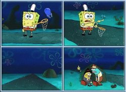 Spongebob Squarepants & Salesmen behind the rock Meme Template