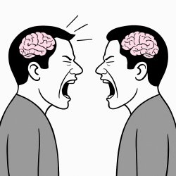 Two Guys Yelling With Normal Sized Brains Meme Template
