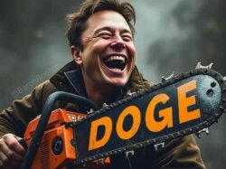 Happy Elon with Chainsaw Meme Template