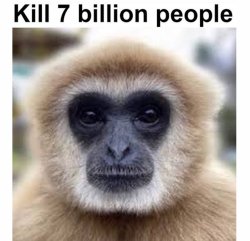 Kill 7 billion people monkey Meme Template