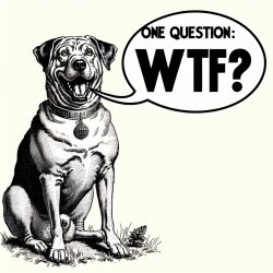 dog saying "one question: wtf?" Meme Template