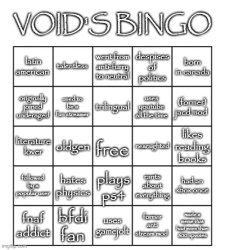 void's 2025 bingo Meme Template