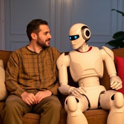 Man and Robot on Couch Meme Template