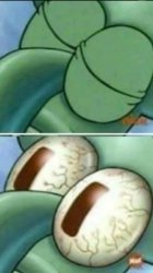 Squidward Opens Eyes Meme Template