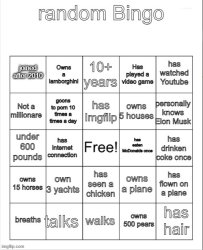 random bingo Meme Template