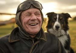 old elderly pilot dog laughing Meme Template