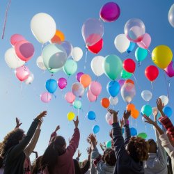 People with balloons Meme Template