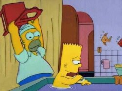 Homer hits Bart with chair Meme Template