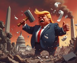 Trump the Destroyer, wrecked America, built nothing in its place Meme Template