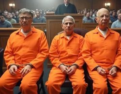 Bill Gates  , Fauci , Schwab in jail uniforms Meme Template