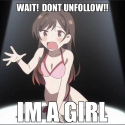 Wait! Don’t unfollow!! I’m a girl! Meme Template