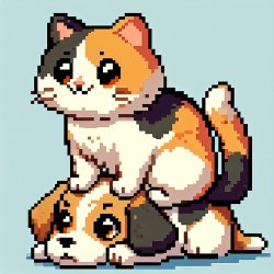 calico cat sitting on a puppy's head Meme Template