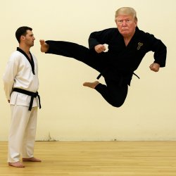 Trump Flying Kick Meme Template