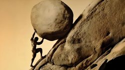 Sisyphus rolling the boulder Meme Template