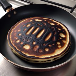 A burnt pancake on the frying pan. Meme Template