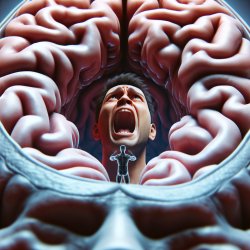 A brain with a tiny person inside screaming Meme Template