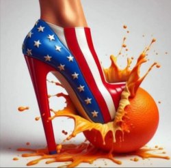 Stiletto stepping on orange Meme Template