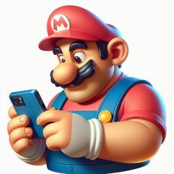 mario from the nintendo game mario looking at his phone Meme Template
