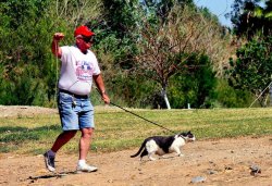 Man walking a cat Meme Template