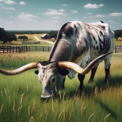 Texas Longhorn Cow in a field Meme Template