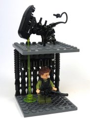Lego guy and xenomorph Meme Template