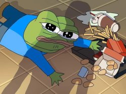 Pepe crying over spilled fast food Meme Template