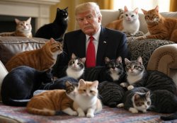Donald Trump surround by cats Meme Template