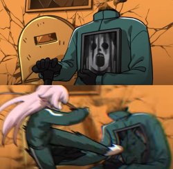 Hoshino kicking Black suit Meme Template