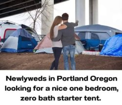 Portland OR homeless tents Meme Template