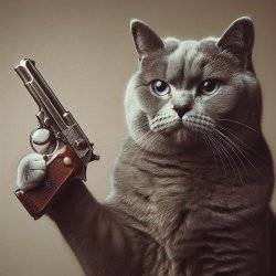 cat with a gun Meme Template