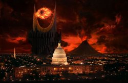 Trumps Whitehouse under the Eye of Mordor Meme Template