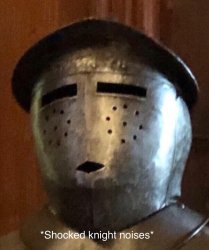 Shocked knight noises Meme Template