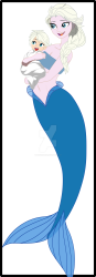 mermaid elsa and her kid Meme Template