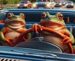 frogs driving Meme Template