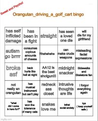 Orangutan_driving_a_golf_cart bingo Meme Template