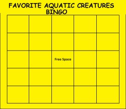 favorite aquatic creatures bingo Meme Template