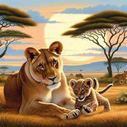 A protective mum lion cub Meme Template