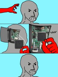 NPC Computer Chip Meme Template