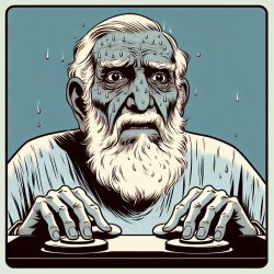 make a pic of an old 100 year old man sweating with two buttons Meme Template