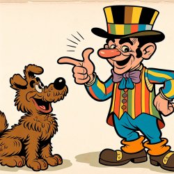 Cartoon rizzler argues with dog Meme Template
