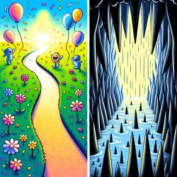 Diverting path, one leading to celebration and happiness, the ot Meme Template