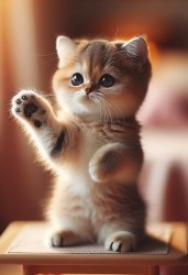 a cute cat waving goodbye Meme Template