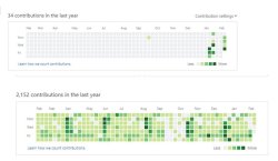my github history vs the other person Meme Template