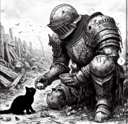 Knight with cat Meme Template