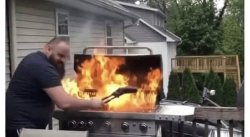 BBQ Grill Fire Meme Template