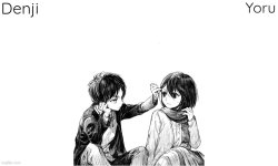 Denji n Yoru announcement template Meme Template