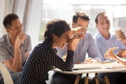 People laughing at lunch / meeting Meme Template