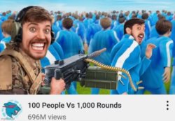 100 people vs 1000 rounds Meme Template