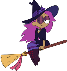 Enid Mettle Riding on her Broomstick Meme Template