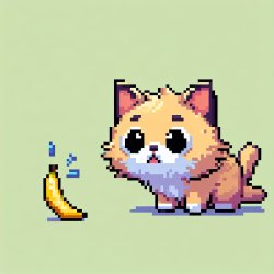 A cat scared of a banana Meme Template